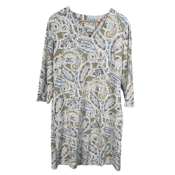 J. McLaughlin Dresses & Skirts - J. Mclaughlin XL Nylon Catalina Dress Women’s Carly Folklore Taupe Paisley